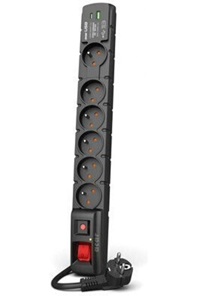 Acar Ltd Prelungitor Acar cu 6 prize, cu USB-A, USB-C și cablu de 3m