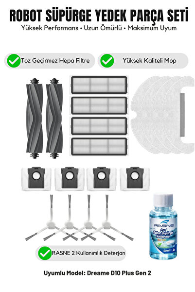 Asgard Grup Compatibil cu Dreame D10 Plus Gen 2: 2 perii principale, 4 perii ...