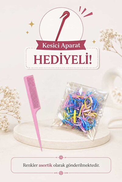 invictus design Kadın Renkli Minik Perma Örgü Lastik Toka Ve Krepe Saç Tarak ...