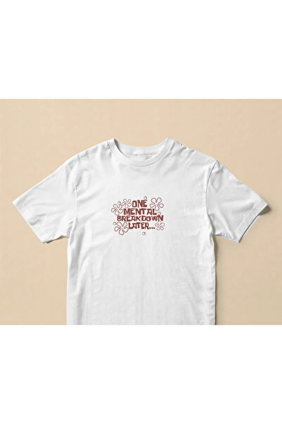 buzagi Mental Breakdown Regular Unisex White T-Shirt
