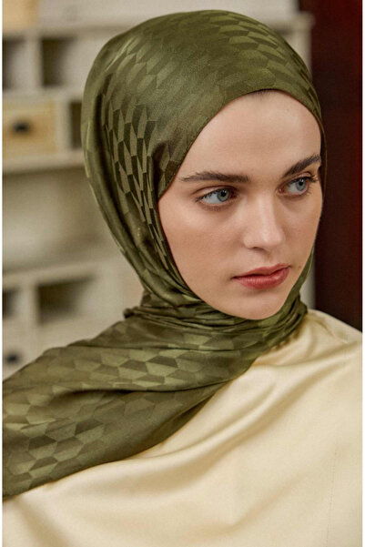 Mugo Wear Qoza Patterned Silky Soft Jacquard Shawl - Khaki