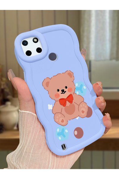 Hontinga Realme C25Y Compatible Case Camera Protector Blue Silicone Couple Ph...
