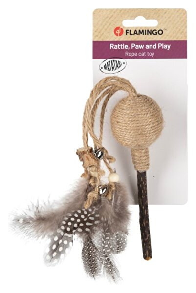 Flamingo Yutsa Feathered Straw Stick Toy