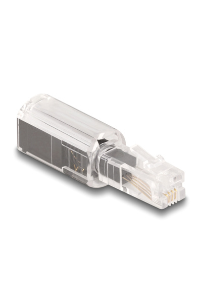 DELOCK βύσμα τηλεφώνου RJ10 88168, 360° περιστρεφόμενο, διάφανο-μαύρο