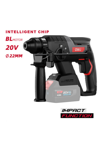 Deli κρουστικό σκαπτικό μπαταρίας DE-DC20-2, Brushless, 20V, 2J