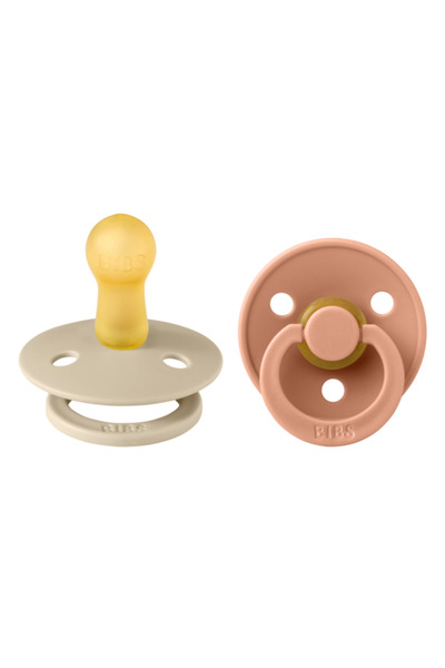 Bibs Set 2 suzete Colour Latex, tetină rotundă - Mărimi de la 0 la 6 luni