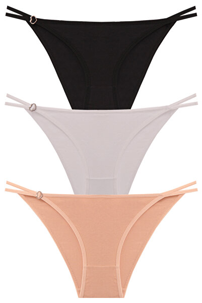 papatya lingerie Cotton Waistband Heart Buckle Slip 3-Pack Pw-1449 -R/7/2