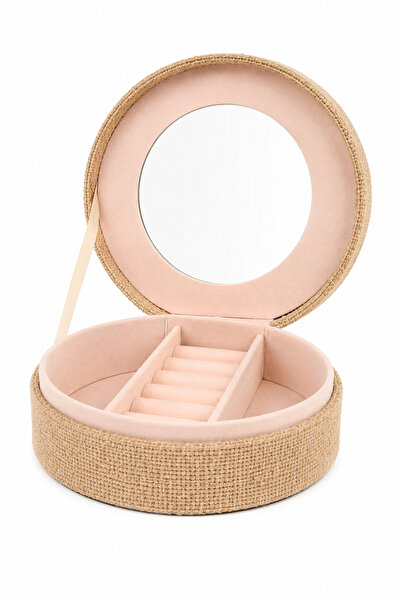 PUPSI Cutie pentru Bijuterii cu Oglindă, 13,5 x 5 cm, Organizator Inele, Cerc...