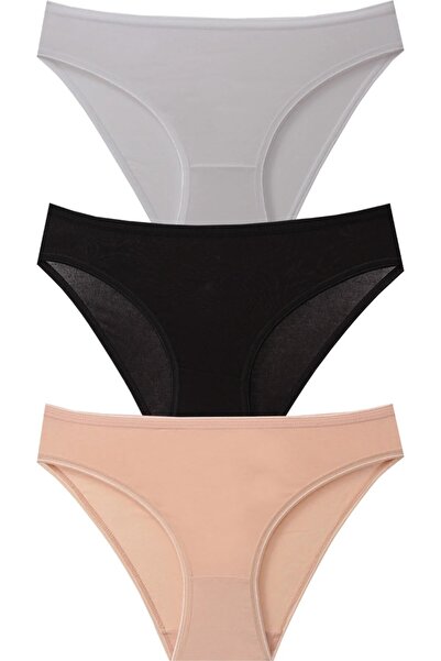 papatya lingerie Viscose Soft Textured Slip Panties 3-Pack Pw-1621 -R/8/2