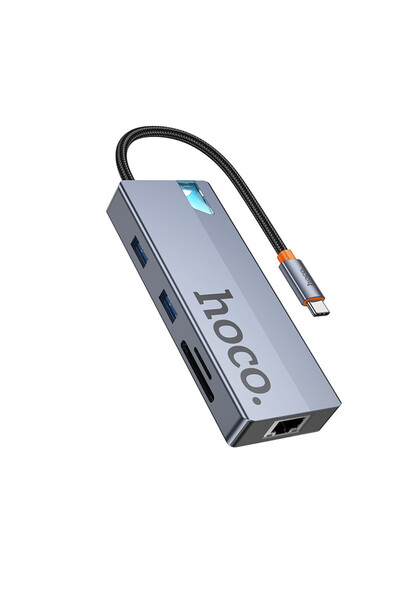 Hoco Hub USB-C HB52 Wow 8-in-1 με HDTV + RJ45 + SD/TF+ PD + Type-C 3.0 + 2x U...