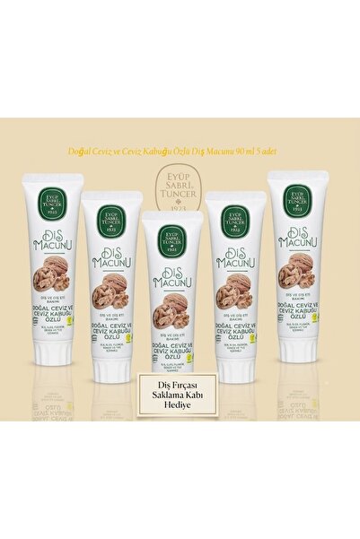 Eyüp Sabri Tuncer Natural Walnut Extract Toothpaste 90 ml Set of 5 (Toothbrus...
