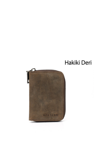 GÖNDERİ(R) Unisex Brown Crazy Genuine Leather Vertical Card Holder