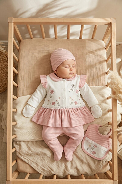Babydonat Mia Flora 5-Piece Baby Hospital Discharge Set - Dried Rose Flower E...