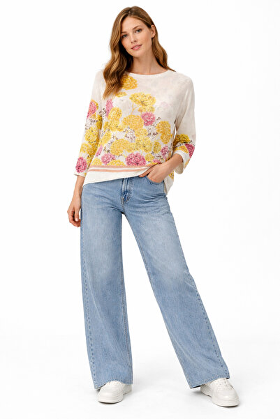 UFashion Bluză de damă cu imprimeu floral galben – stil proaspăt de primăvară