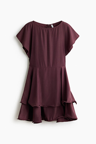 H&M Kayık Yakalı ve Katlı Elbise