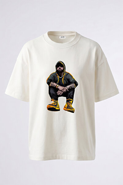 Anetos Tricou alb unisex cu imprimeu Eminem_45 Design Printed, cu croială ove...