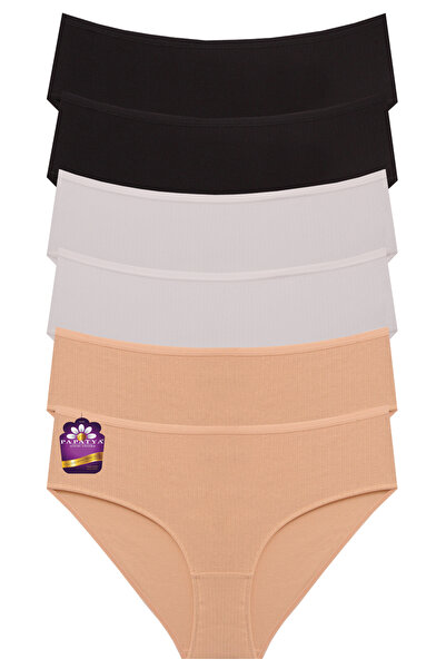 papatya lingerie Cotton Ribbed Basic Slip Panties 6 Pack Size 40-42 Pw-1025-6...