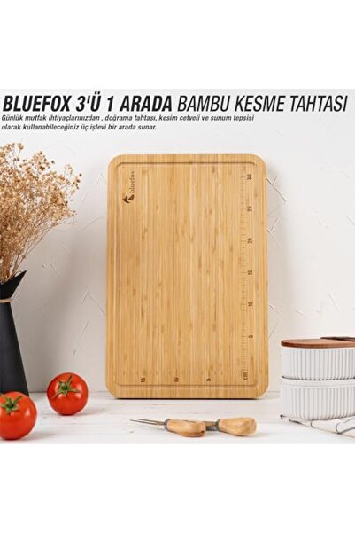 Yıldızan 3-in-1 Bamboo Cutting Board: Chopping Board with Cutting Ruler and T...