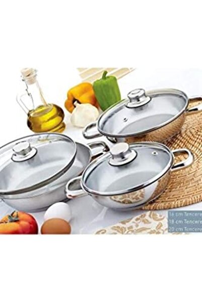Yıldızan Msa Shop Gülsan 6 Piece Omelet Set with Glass Cover 931845