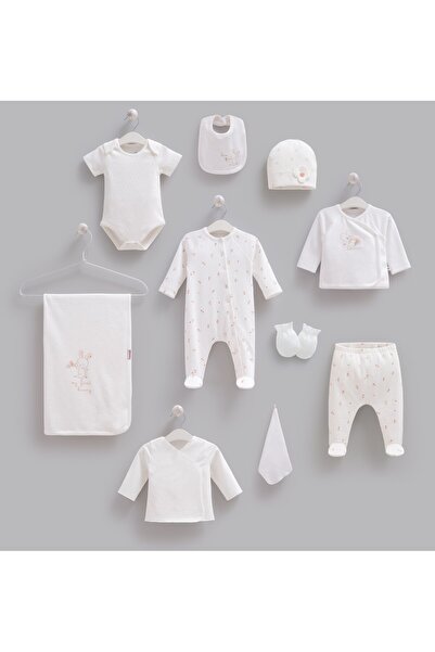Caramell 100% Cotton Rose Girls' Set of 10 Ecru
