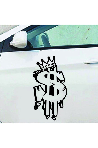Amo-Stickers Αυτοκόλλητο αυτοκινήτου Δολάριο $ Βασιλιάς 40εκ. Λευκό