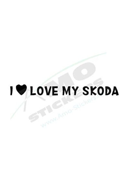 Amo-Stickers Sticker I love my SKODA 25cm Alb