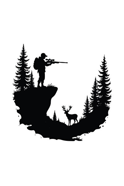 Amo-Stickers Sticker Auto Vanatoare Hunter 1 30cm Rosu