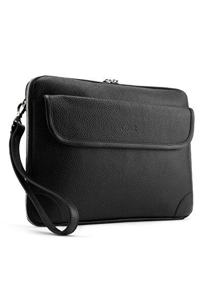 Orez Valencia Unisex Genuine Leather Pebbled Clutch Bag with Wrist Strap, Zip...