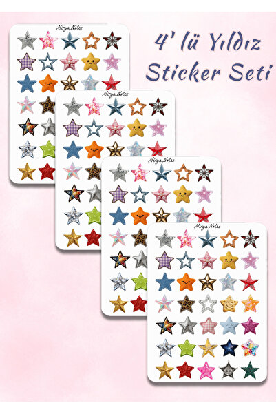 Mirya Notes 4'lü Yıldız Temalı Sticker Seti - Etiket - Çıkartma Bullet Journa...