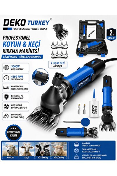 DEKO TURKEY Elektrikli Koyun Kırkma Makinesi 3000W 4200 RPM Keçi Büyükbaş Küç...
