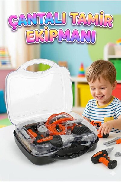 Tıfıl Toys 16 Parça Pilli Matkaplı Toz Maskeli Ve Gözlüklü Eğitici Oyuncak Ta...