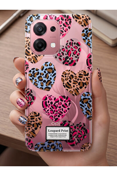 Rivor Oppo A6 Pro Uyumlu Kılıf Kamera Çıkıntılı Çok Renkli Leopar Desenli Kal...