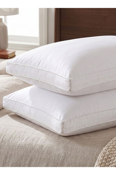 Medical Sleep 2 Pieces Bed Pillow with Double White Line 100% Cotton - 1000 G...