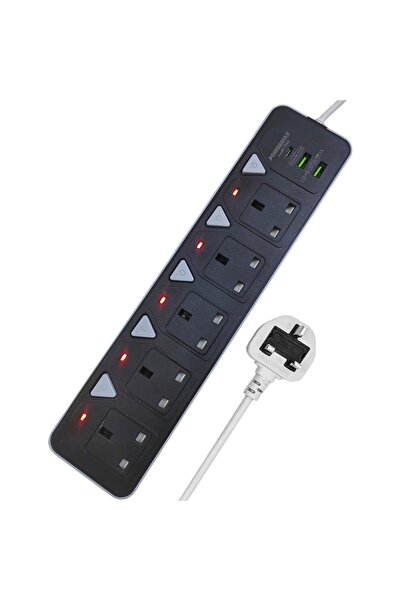 Zen Store 5M Cable - 5 Socket Power Extension Board with Individual Switches,...