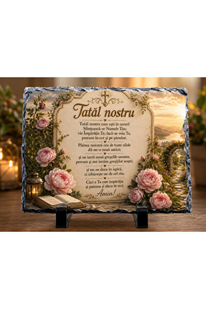 hiperborea Ardezie decorativă creștină cu verset biblic – Rugăciunea „Tatăl n...