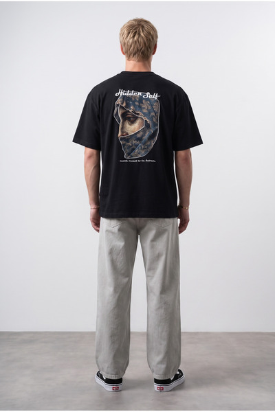 Respire Men's Hidden Self Printed Oversize T-Shirt Black
