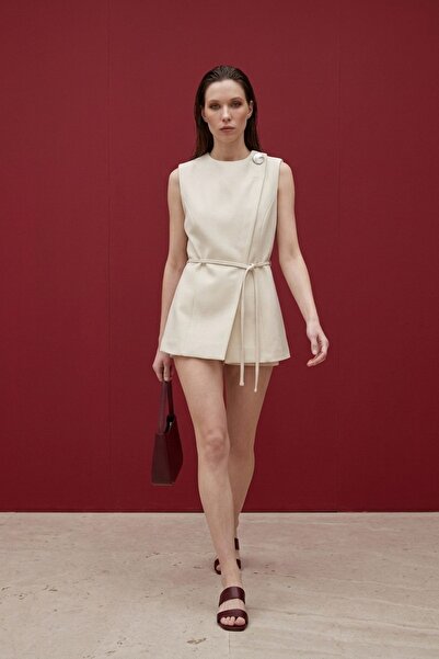 Hiccup My Fashion Belted Crepe Vest