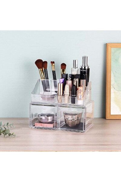 Danube Home Velora Clear Makeup Organizer 23.5X15.5X18.5 Cm Cosmetic Storage Box