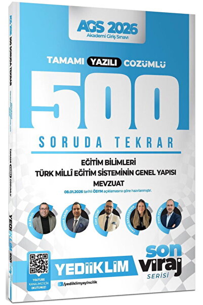Yediiklim Yayınları Yediiklim 2026 Yeni AGS Son Viraj Serisi Eğitim Bil.-Türk Milli Eğitim Sistemi-Mevzuat Tamamı Yazılı Çözümlü 500 Soruda Genel Tekrar