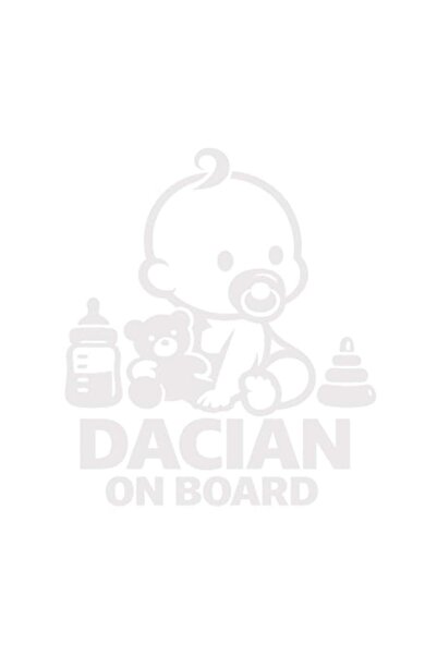 OEM Autocolant decorativ auto  "DACIAN ON BOARD ", 10cm, Alb