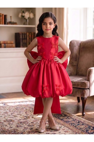 Generic Girls' Luxurious Dress for Special Occasions with Bow at the Back and...