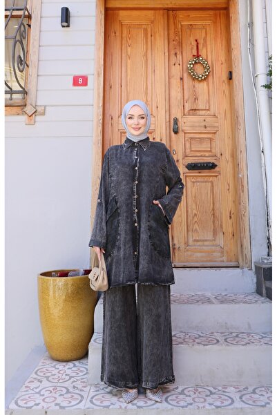 NİSUM MODA Embroidered Set with Large Pockets