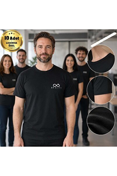 Bk Gift 10 Black Promotional T-Shirts with Your Logo - Cotton Unisex Disposab...