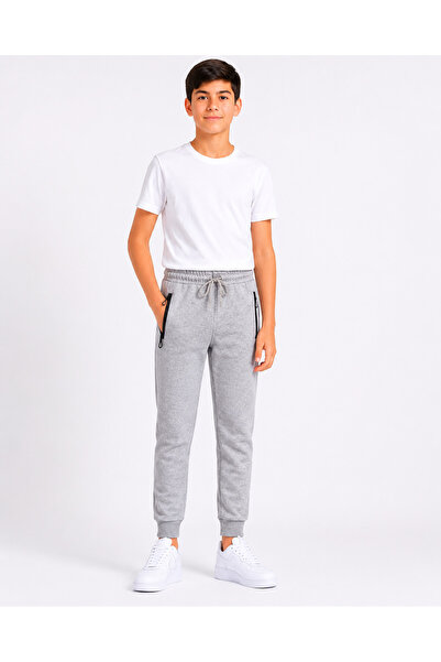 Marco Ferry Boy's Cotton Sweatpants Gray Melange-26121