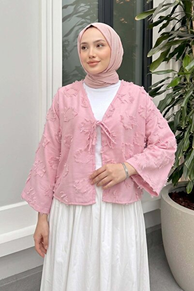 zenne Tassel Detailed Kimono 2352 - Pink