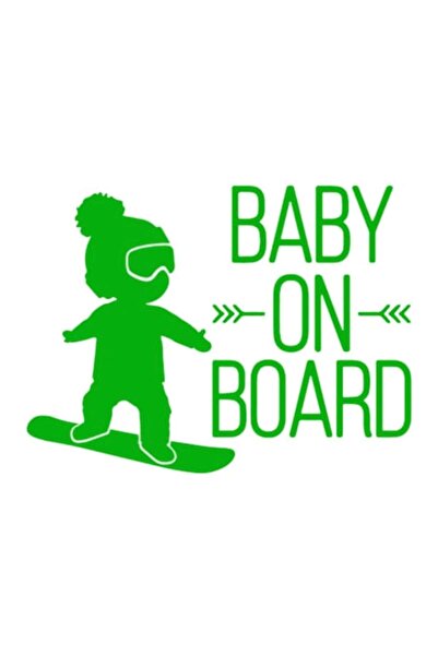 OEM Autocolant decorativ auto  "BEBE LA BORD ", skateboard, 10cm, Verde