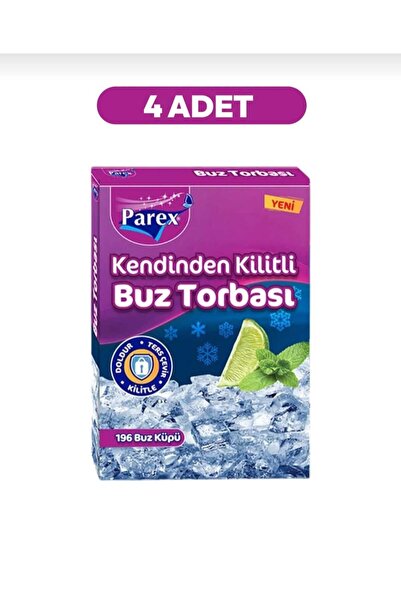 Parex Kendin Kilitli Buz Torbası 4 Paket x 196 Buz Küpü