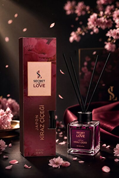 SECRET OF LOVE Japon Kiraz Çiçeği Bambu Oda Kokusu 100 ml Cam Şişe Siyah 4'lü...
