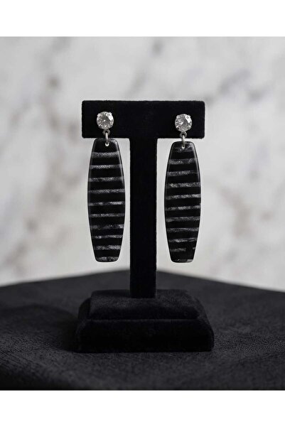 Dodemert Home Black-Grey Polymer Clay & Epoxy Handmade Earrings