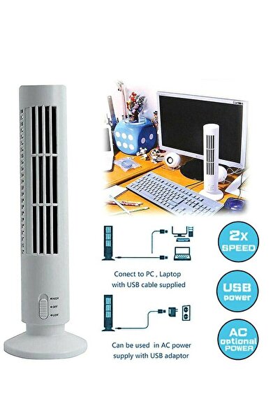 RHF 2-Speed USB Powered Portable Tower Fan white